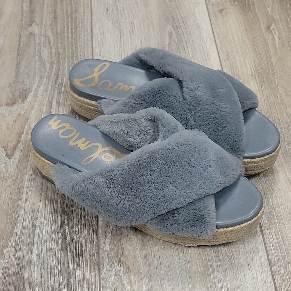 Sam Edelman Blue Gray Zia Platform Sandals Size 9